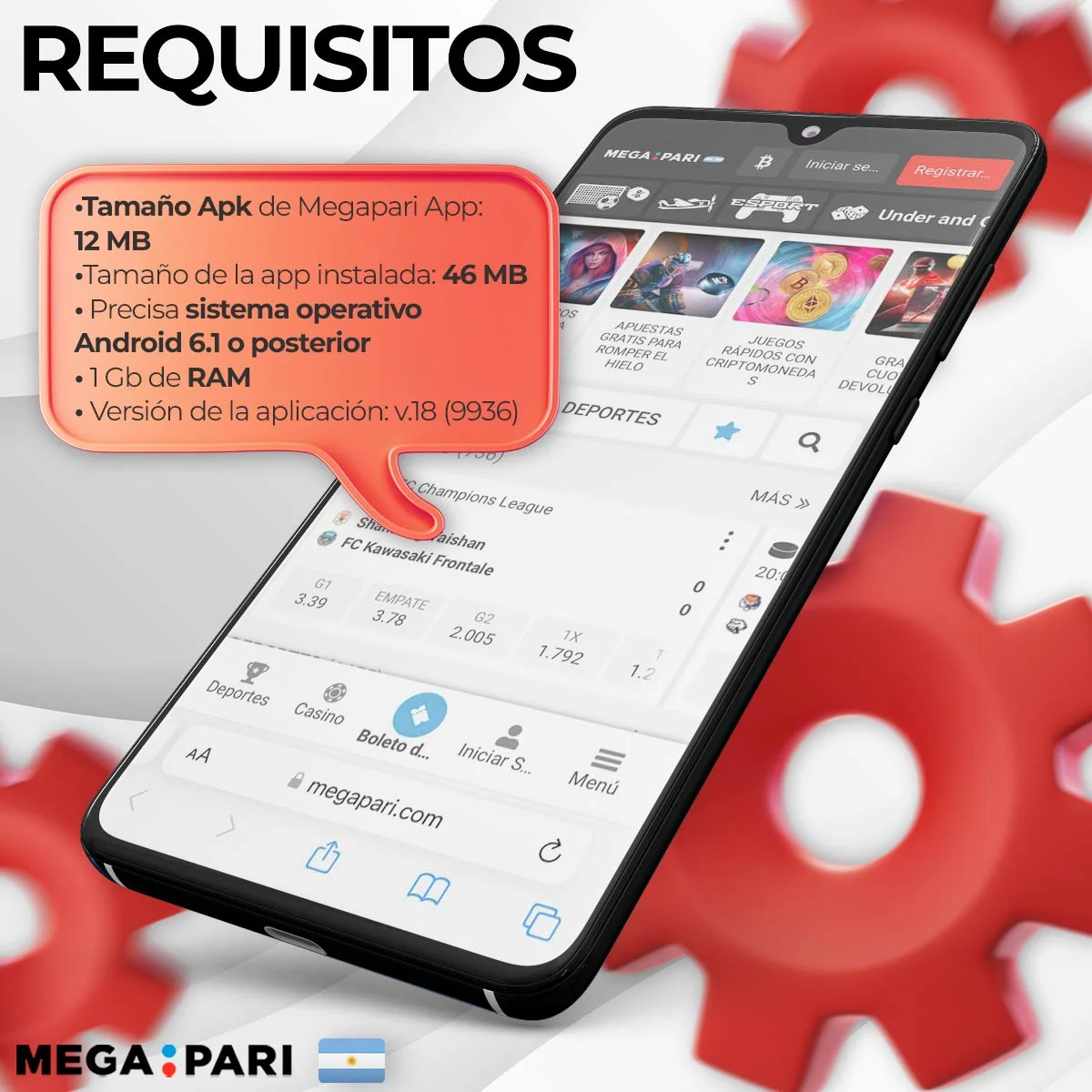 Requisitos del sistema de la aplicación Megapari para Android