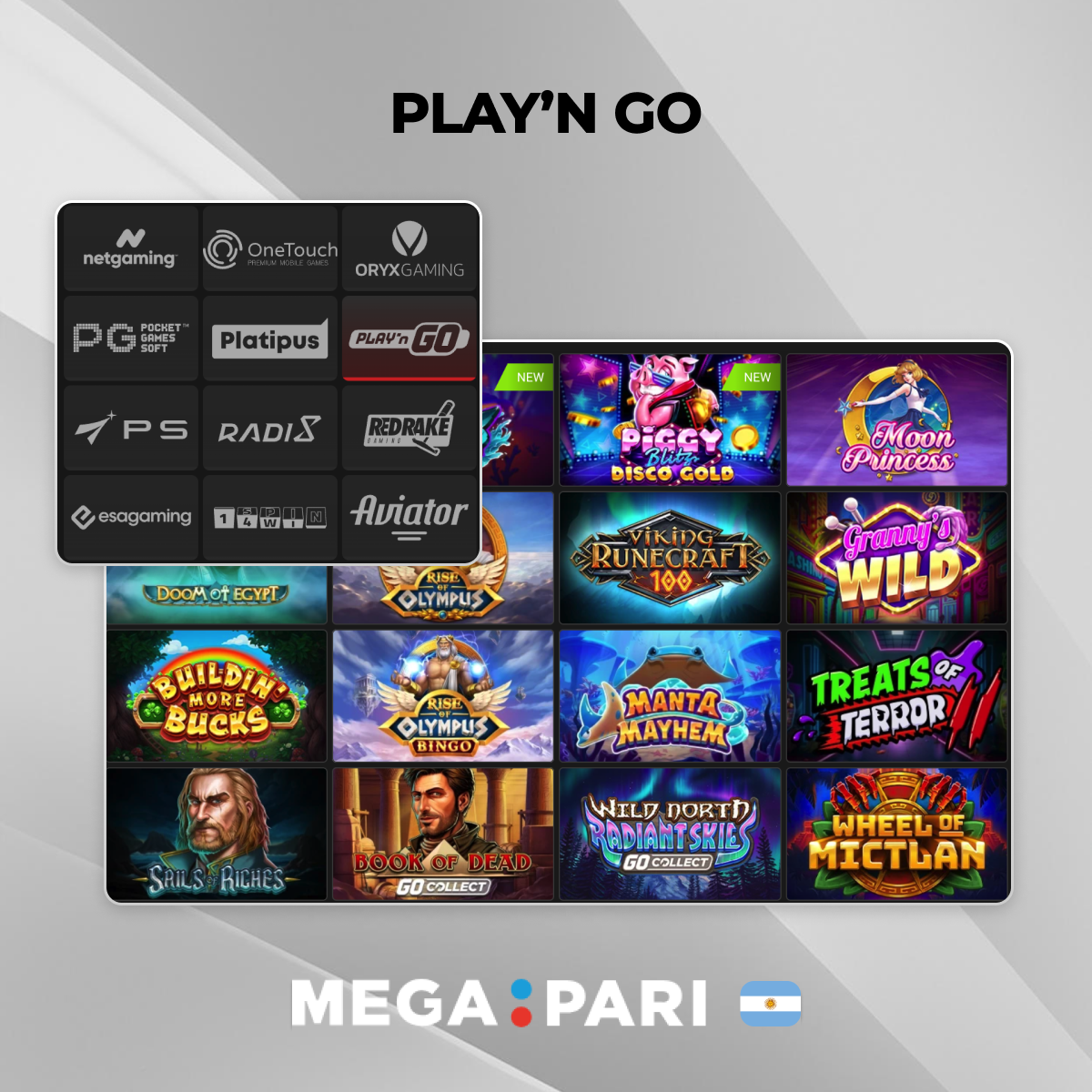 Proveedor de software Play'n'GO y sus juegos en Megapari Argentina