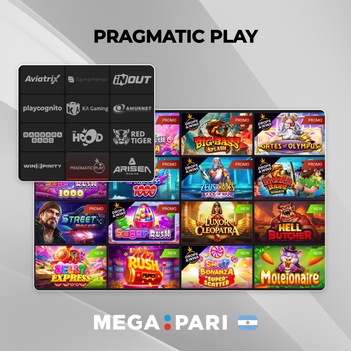 Proveedor de software Pragmatic Play y sus juegos en Megapari Argentina